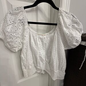 Elegant White Eyelet Blouse for Women